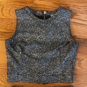 Love..Ady Sleeveless Top Dressy Exposed Zipper Black/Gold Metallic Sz S PERFECT